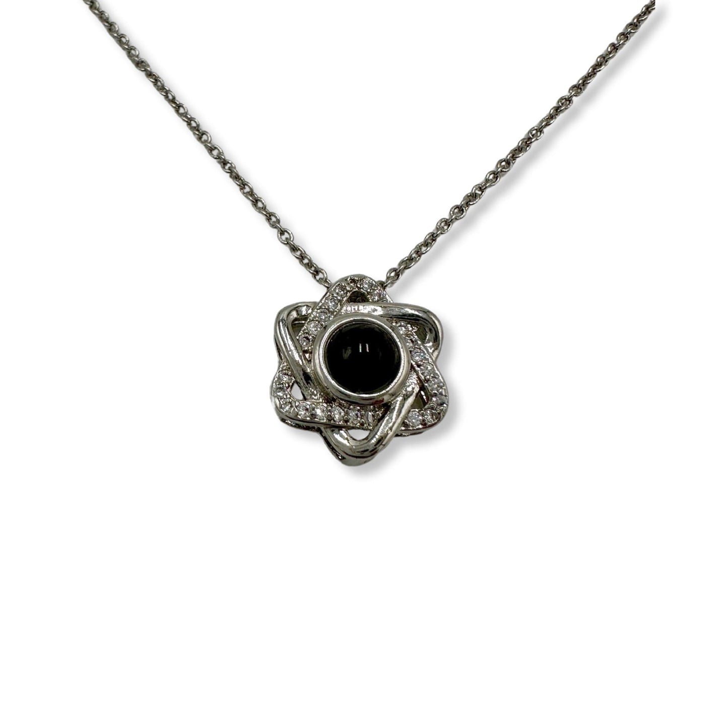 Sterling Silver Star Of David Necklace With Zircon stone