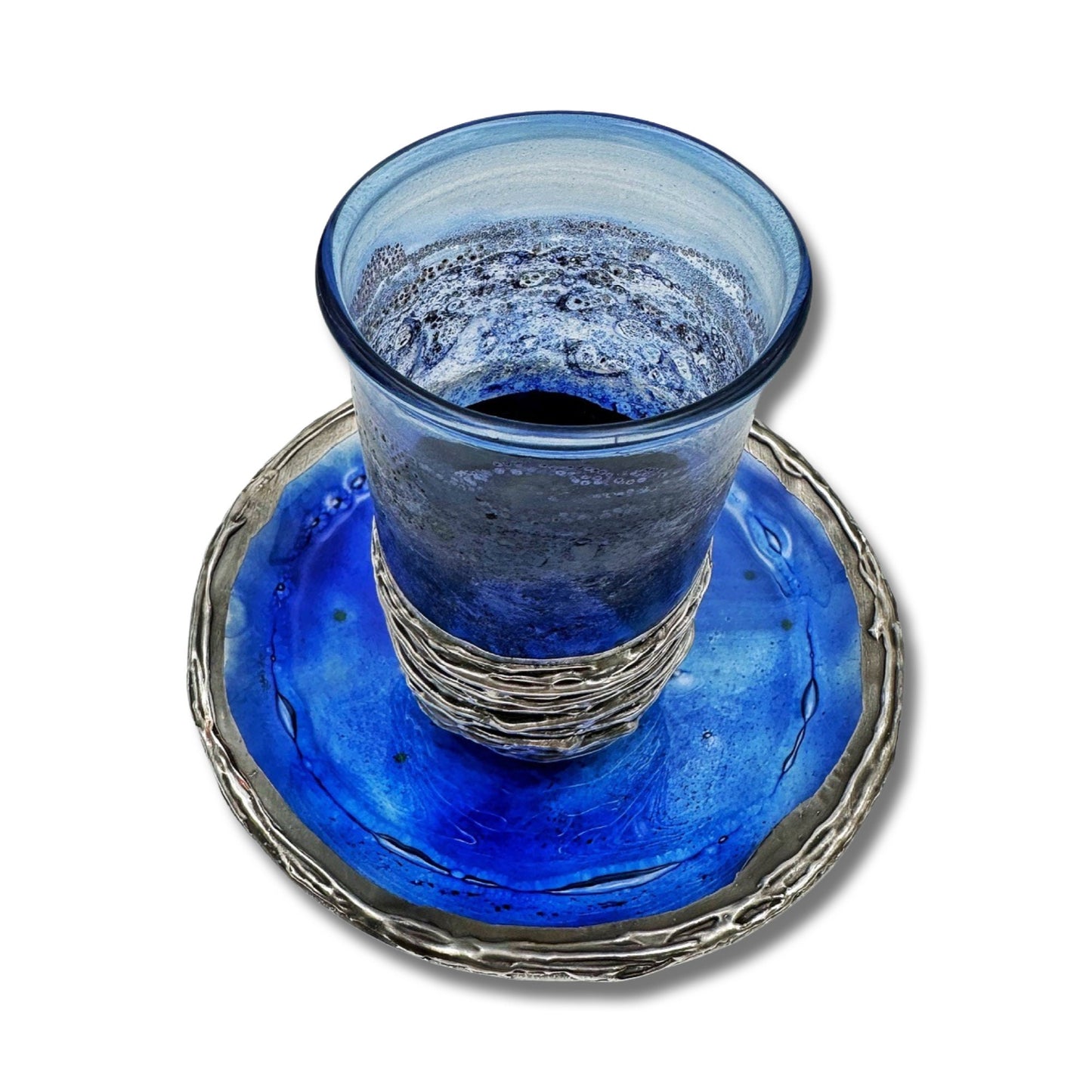 Silver & Glass Blue Kiddush Cup