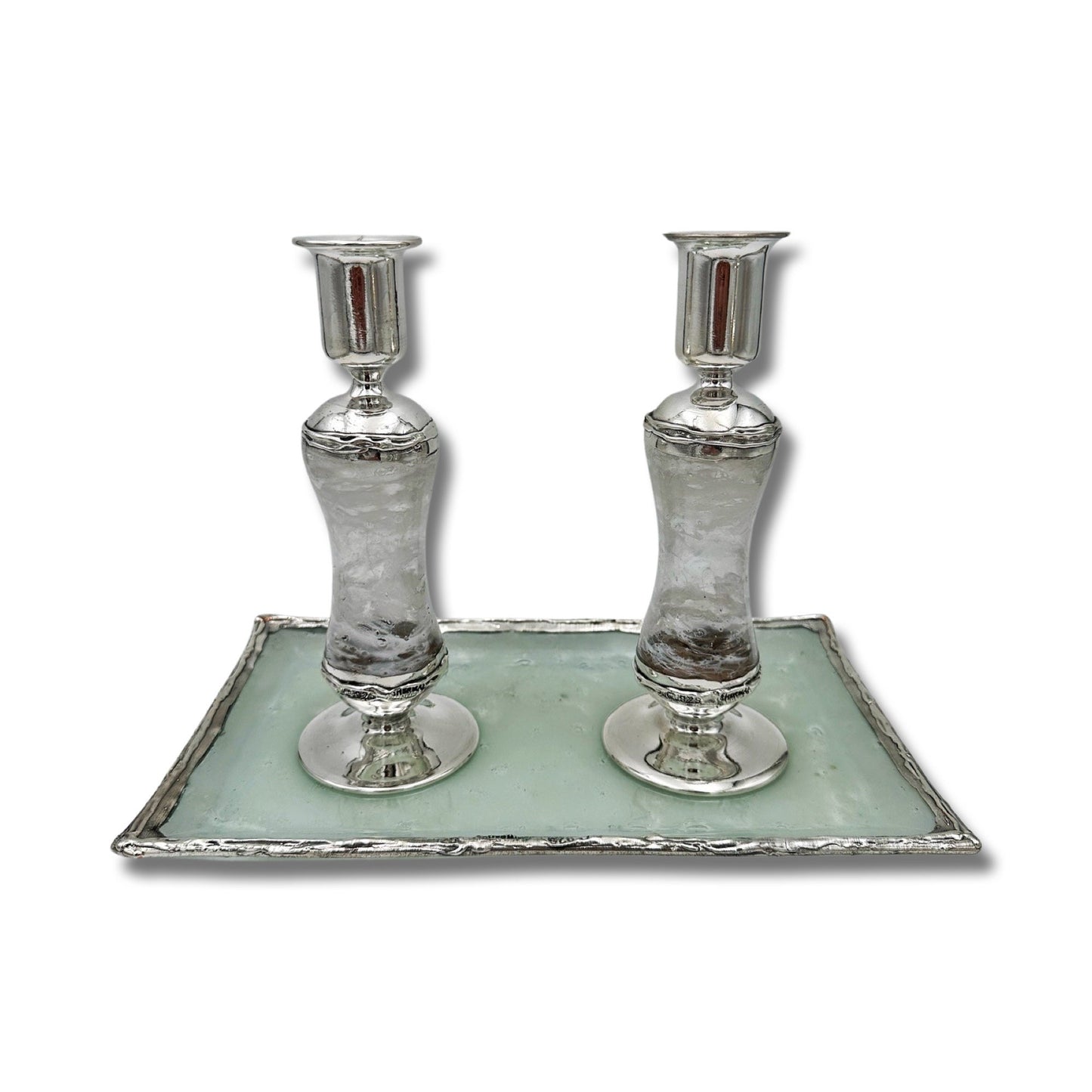 Shabbat Candle Holders Sterling Silver & Glass