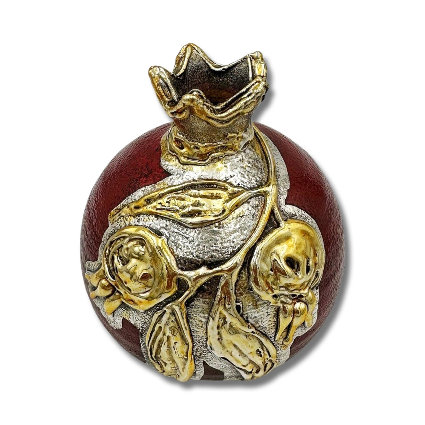 Red Gold & Silver Pomegranate Vase