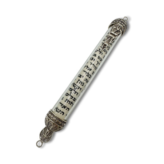 Glass and Sterling Silver Mezuzah case