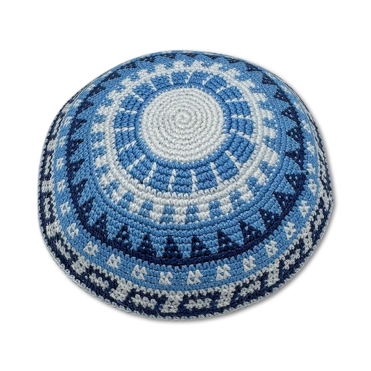 Cotton Kippah Blue white & light blue