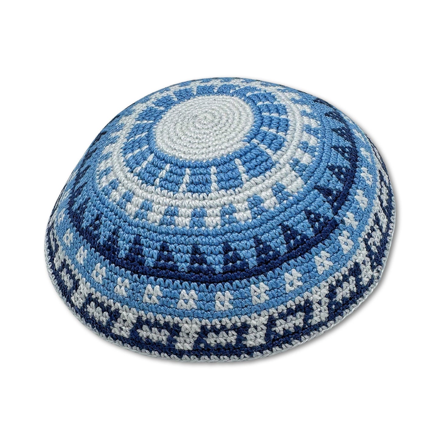 Cotton Kippah Blue white & light blue