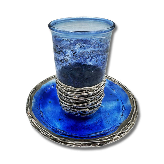 Silver & Glass Blue Kiddush Cup