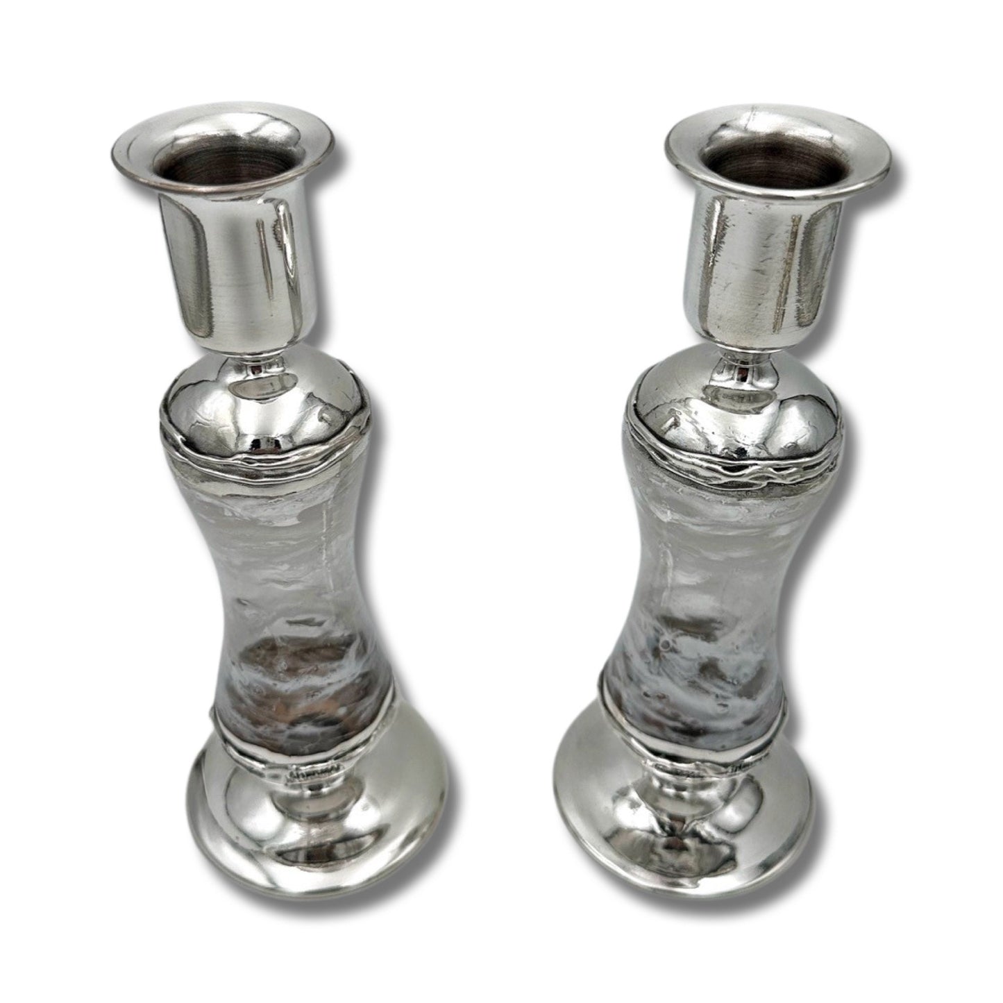 Shabbat Candle Holders Sterling Silver & Glass