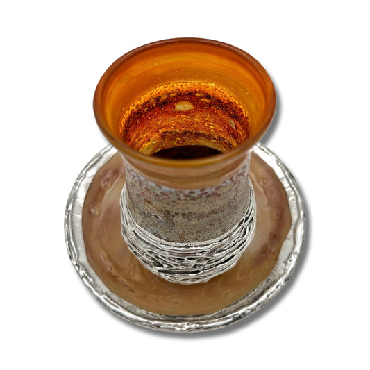 Silver & Glass Orange Kiddush Cup