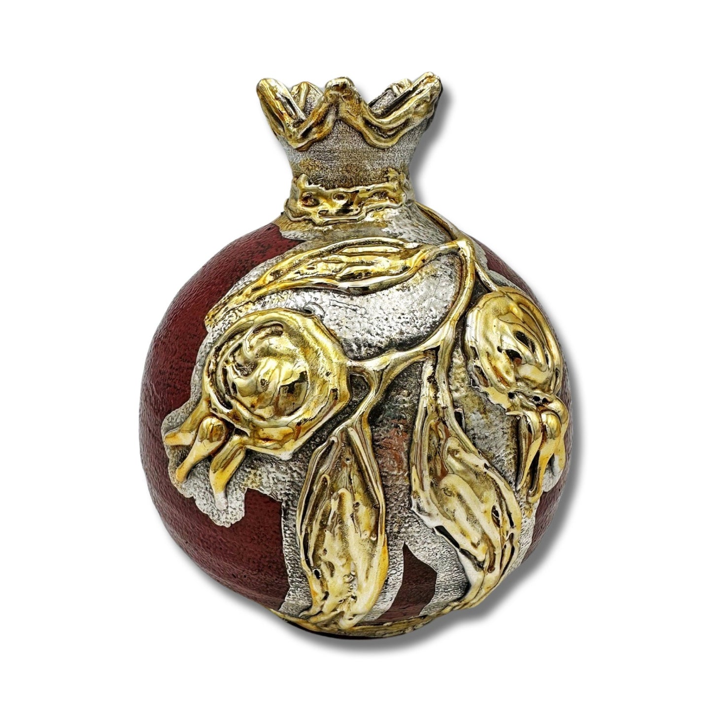 Red Gold & Silver Pomegranate Vase