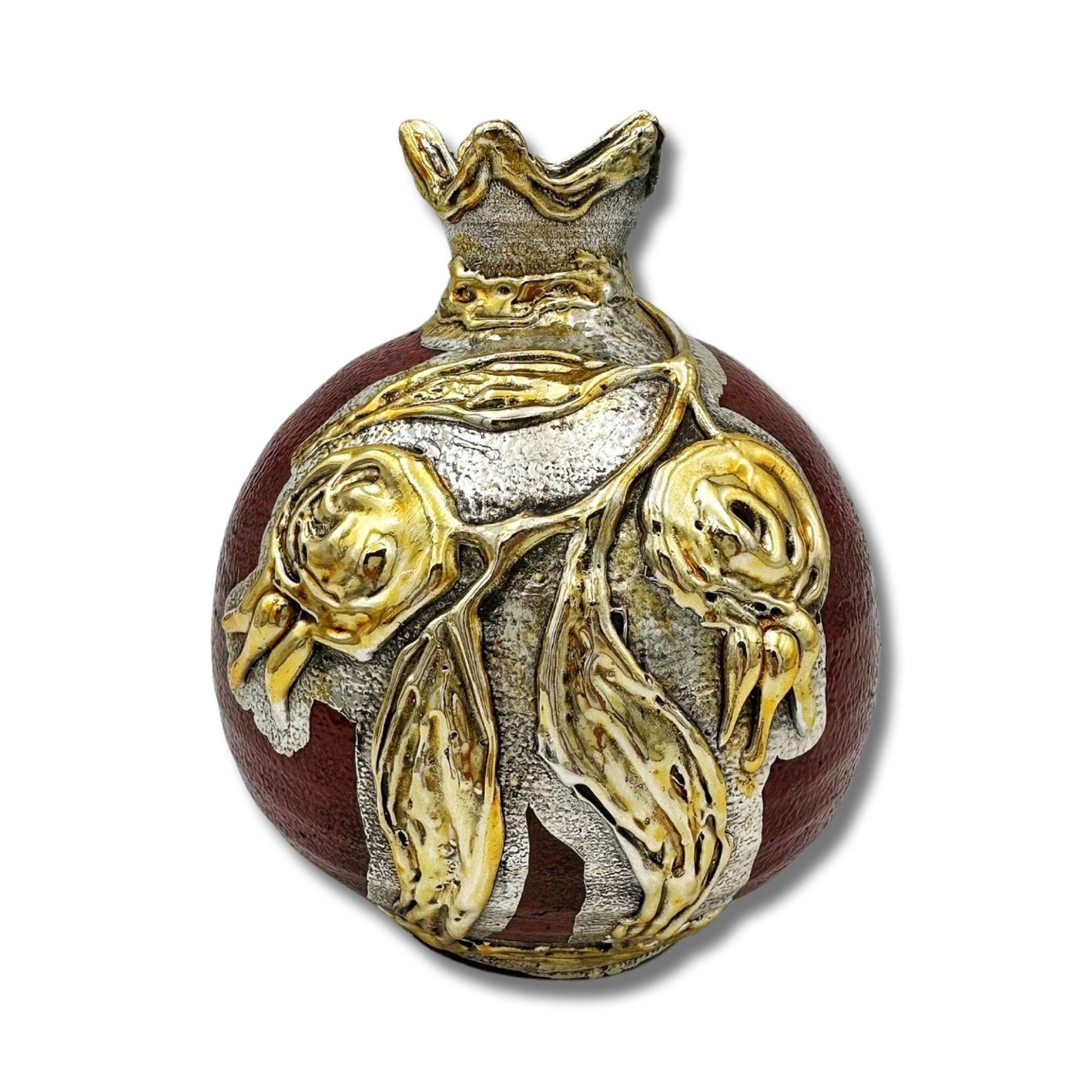 Red Gold & Silver Pomegranate Vase