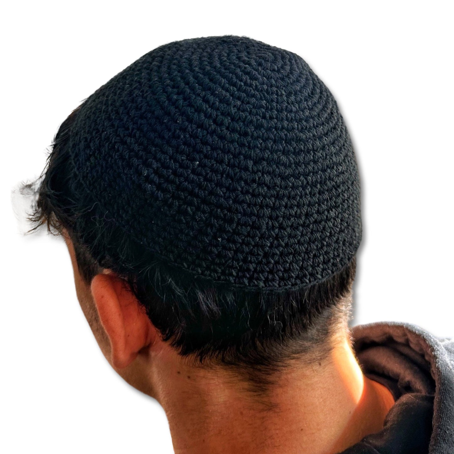 Breslev White/Black Kippah 100% cotton