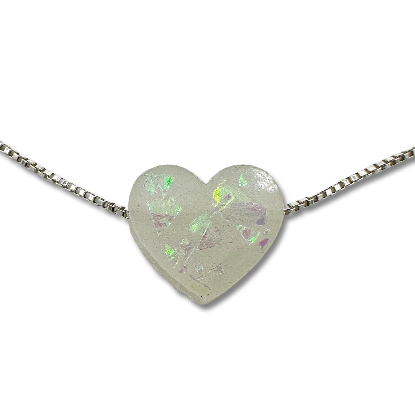 Opal Imitation Heart Necklace