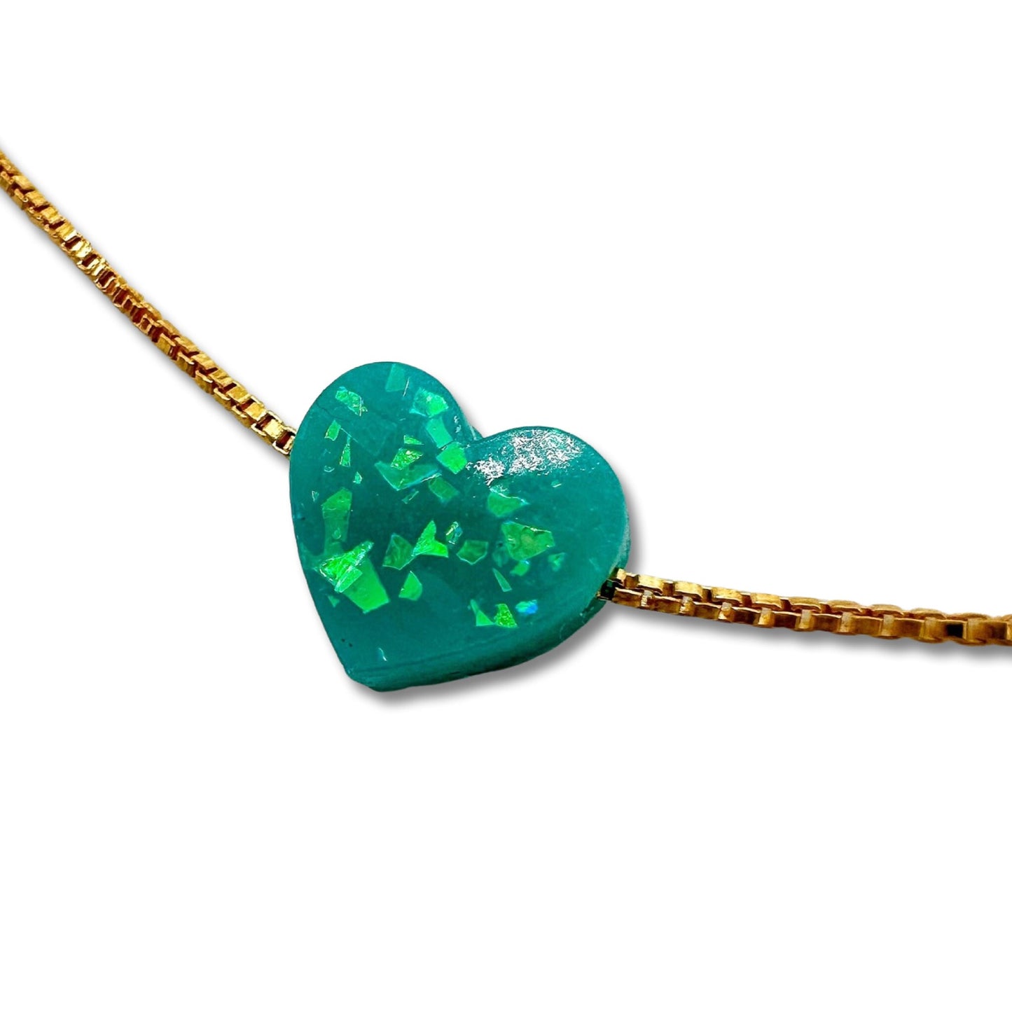 Opal Imitation Heart Necklace