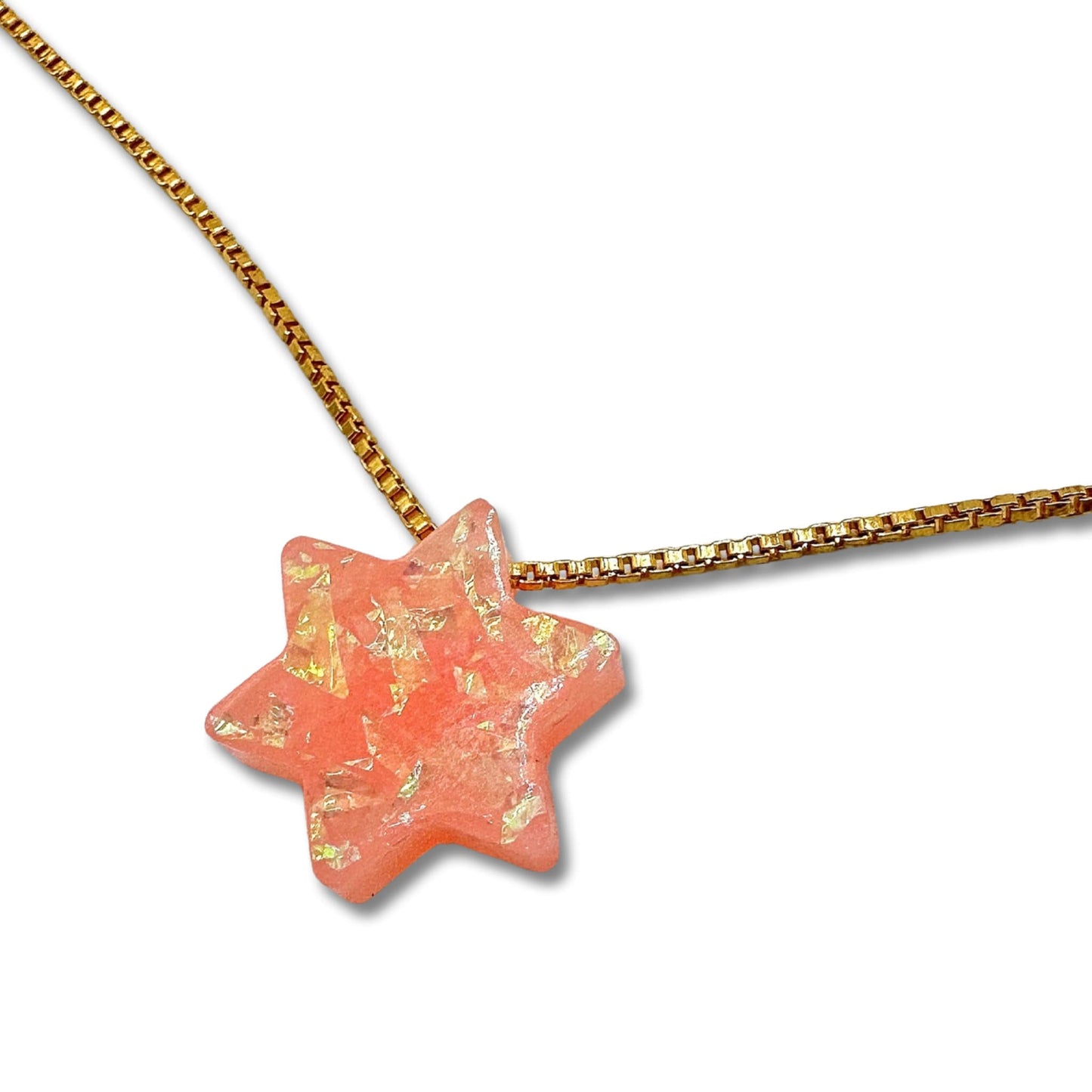 Opal Imitation Star of David Necklace