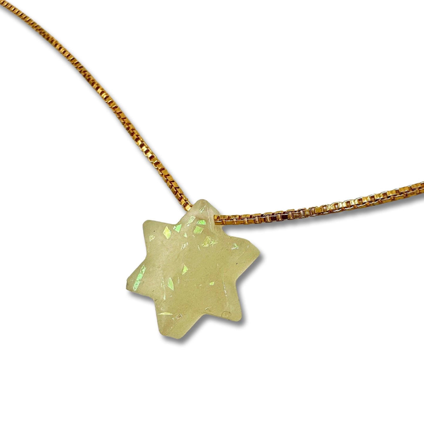Opal Imitation Star of David Necklace