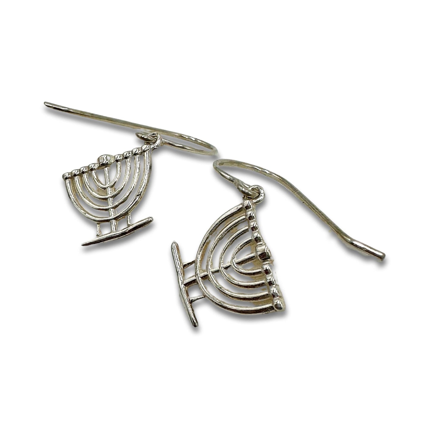 Sterling Silver Menorah Earrings