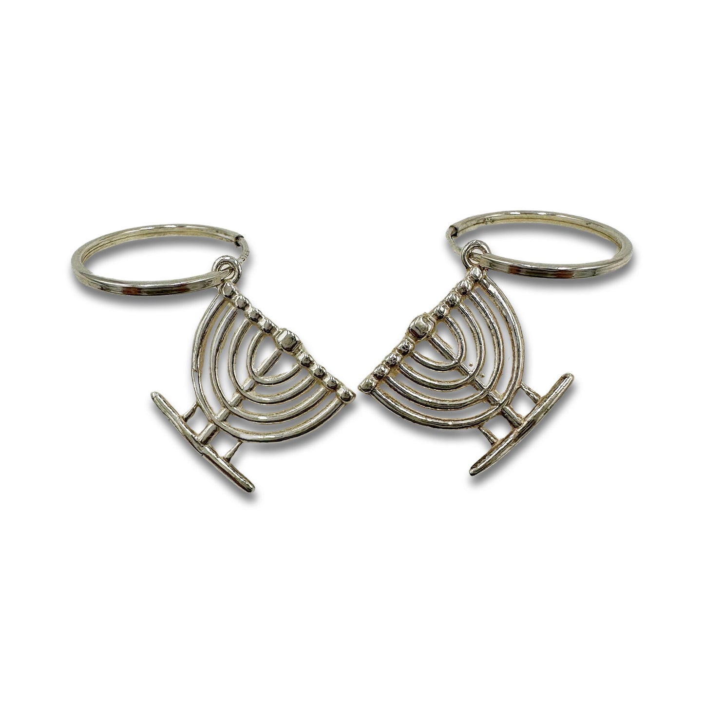 Sterling Silver Menorah Earrings