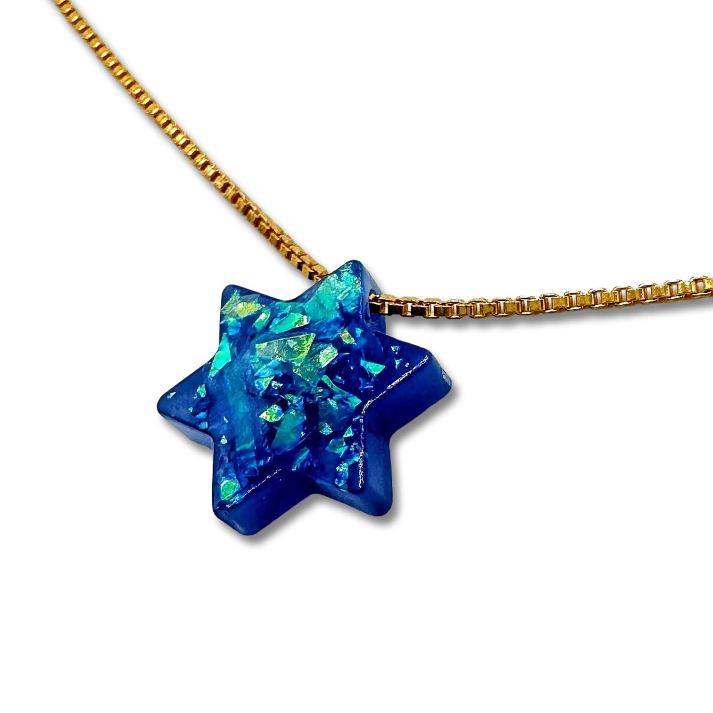 Opal Imitation Star of David Necklace