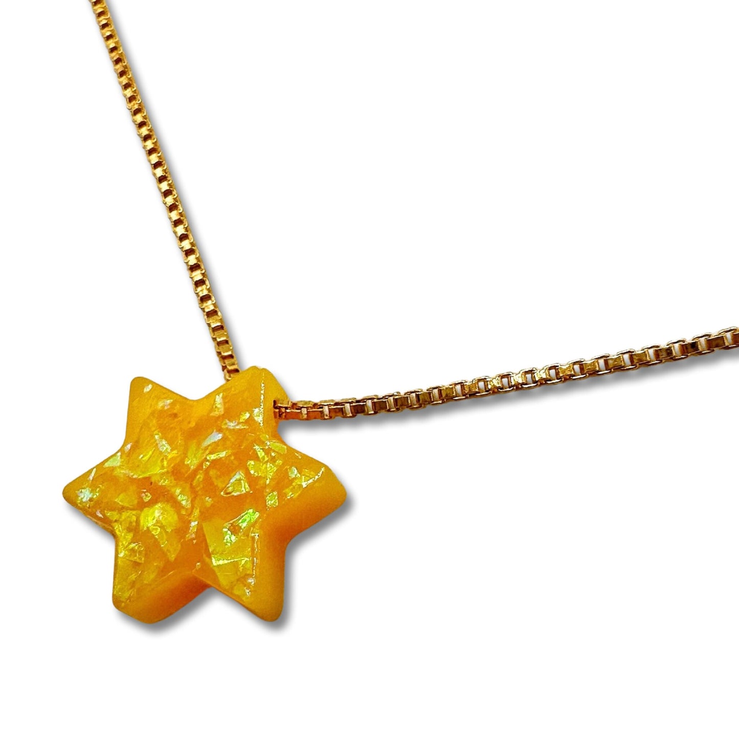 Opal Imitation Star of David Necklace